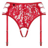 Chiloti cu portjartier Rediosa – tanga sexy din dantelă cu accesoriu și decupaje provocatoare, roșu
