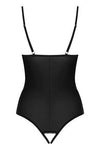 Body Redella – lenjerie erotică din vinil cu decupaje sexy si detalii metalice XXL, negru