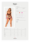 Body Megies Teddy - lenjerie erotică provocatoare din dantelă cu decupaje L/XL, negru cu roșu bordo