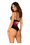 Body Rosenty – lenjerie erotică din dantelă fină și detalii seducătoare XS/S, negru cu roz