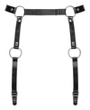 Accesoriu erotic Harness Garter Belt A741 - portjartier provocator din vinil cu bretele reglabile si insertii metalice One Size (marime universala), negru