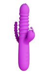 Vibrator Bunny Thruster cu tripla stimulare: punctul G, clitoris, anal si 10 moduri de vibratii, incarcare USB, silentios, silicon premium