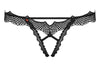 Chiloți Bravelle - tanga sexy din dantelă cu accesoriu și decupaje provocatoare, negru