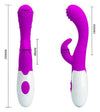 Vibrator punctul G BRUNO cu stimulator clitoris si 7 moduri de vibratii, flexibil, silicon premium, roz Erosvita