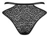 Chiloți Bagirela – tanga transparent cu decupaje sexy, imprimeu animal print și accesorii metalice, negru