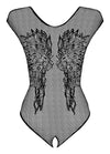 Body Obsessive B112 - lenjerie erotică din plasă fină cu decupaje și model sexy, negru