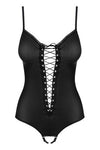 Body Redella – lenjerie erotică din vinil cu decupaje sexy si detalii metalice XXL, negru