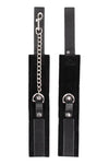 Set bondage cu zgarda, lesa si catuse din piele B&W Ouch! accesorii BDSM cu prinderi si detalii metalice, negru