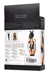 Costum erotic de ierpuras wetlook Stacy - set body open-crotch din vinil cu chocker si bentita, negru
