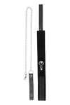 Set bondage cu zgarda, lesa si catuse din piele B&W Ouch! accesorii BDSM cu prinderi si detalii metalice, negru