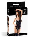Body sexy wetlook Delilah cu aspect corset, decupaje provocatoare si spatele gol, negru