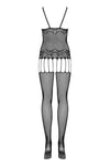 Bodystocking Obsessive F235 - catsuit provocator din plasă cu decupaje și model sexy S-L (one size), negru