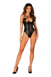 Body Norides – lenjerie erotică din vinil cu dantelă și decupaje sexy XL/2XL, negru