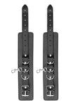 Catuse din piele pentru maini si picioare Bonded Leather Hogtie, accesorii BDSM cu prinderi si detalii metalice, negru