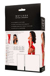 Body wetlook Doja cu decolteu provocator, siret frontal, insertii metalice si efect glossy, rosu