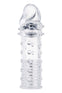 Manșon din silicon cu striații Power Stud Sleeve, prelungitor pentru penis, transparent