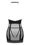Set de lenjerie intima Lacrisia - rochie seducatoare cu insertii din dantela și chiloti crotchless M/L, negru