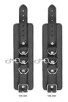 Catuse din piele pentru maini si picioare Bonded Leather Hogtie, accesorii BDSM cu prinderi si detalii metalice, negru