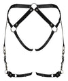 Accesoriu erotic Spicy Harness A762– portjartier provocator din vinil cu bretele reglabile si insertii metalice XL/XXL, negru