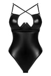 Body Norides – lenjerie erotică din vinil cu dantelă și decupaje sexy XL/2XL, negru