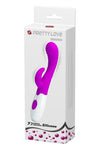 Vibrator punctul G BRUNO cu stimulator clitoris si 7 moduri de vibratii, flexibil, silicon premium, roz Erosvita