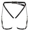 Accesoriu erotic Spicy Harness A762– portjartier provocator din vinil cu bretele reglabile si insertii metalice XL/XXL, negru