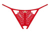 Chiloți sexy Ingridia - tanga sexy din dantelă cu accesoriu și decupaje provocatoare XL/2XL, rosu