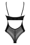 Body Norides – lenjerie erotică din vinil cu dantelă și decupaje sexy XL/2XL, negru