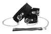 Set bondage cu zgarda, lesa si catuse din piele B&W Ouch! accesorii BDSM cu prinderi si detalii metalice, negru