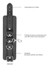 Catuse din piele pentru maini si picioare Bonded Leather Hogtie, accesorii BDSM cu prinderi si detalii metalice, negru