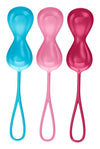 Set 3 bile vaginale Satisfyer pentru exercitii Kegel, silicon premium, dimensiune M (medium), duble ErosVita