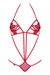 Body Luiza Teddy – lenjerie erotica sexy din dantelă cu decupaje provocatare S/M, rosu