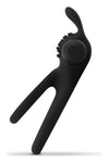 Inel cu vibratii si prindere dubla Share Ring Rabbit din silicon premium, mentine erectia si stimuleaza, negru