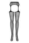 Dres Outstanding Garter Stockings S207 din plasa fina cu model sexy, portjartier si decupaje - marime universala (one size), negru