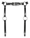 Accesoriu erotic Harness Garter Belt A741 - portjartier provocator din vinil cu bretele reglabile si insertii metalice One Size (marime universala), negru