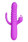 Vibrator Bunny Thruster cu tripla stimulare: punctul G, clitoris, anal si 10 moduri de vibratii, incarcare USB, silentios, silicon premium