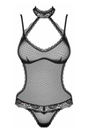 Body Claudusia – lenjerie seducătoare transparentă cu decolteu sexy si dantelă, L/XL negru