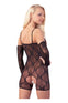 Bodystocking Cycling Shorts – catsuit sexy din plasă cu decupaje provocatoare L/XL, negru