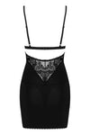 Set de lenjerie intimă Maderris - rochie provocatoare cu decolteu din dantelă și chiloți tanga, negru