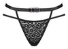 Chiloți Bagirela – tanga transparent cu decupaje sexy, imprimeu animal print și accesorii metalice, negru