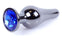 Dop anal Jewellery Dark Silver Butt Plug 9.5 cm, albastru