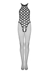 Bodystocking Obsessive G332 – catsuit provocator din plasă cu decupaje și model sexy S-L (one size), negru