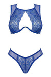 Set de lenjerie intimă Giselia - compleu sexy cu sutien și chiloți din dantelă fină, albastru