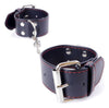 Catuse Fetish Handcuffs din piele eco cu prinderi si detalii metalice, negru