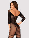 Bodystocking Obsessive G329 - catsuit provocator din plasă cu decupaje și model sexy XL/XXL, negru SOLLUXE Every box holds joy - unbox it!