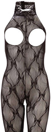 Bodystocking Open Bust – catsuit sexy din plasă cu decupaje provocatoare S-L (one size), negru