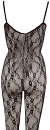 Bodystocking – catsuit sexy din plasă cu dantela si decolteu provocator 2XL/3XL, negru