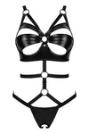 Body Armares – lenjerie erotică din vinil cu decupaje sexy si detalii metalice, negru