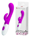 Vibrator punctul G BRUNO cu stimulator clitoris si 7 moduri de vibratii, flexibil, silicon premium, roz Erosvita