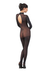 Bodystocking transparent - catsuit provocator din plasă fină și model clasic M/L, negru